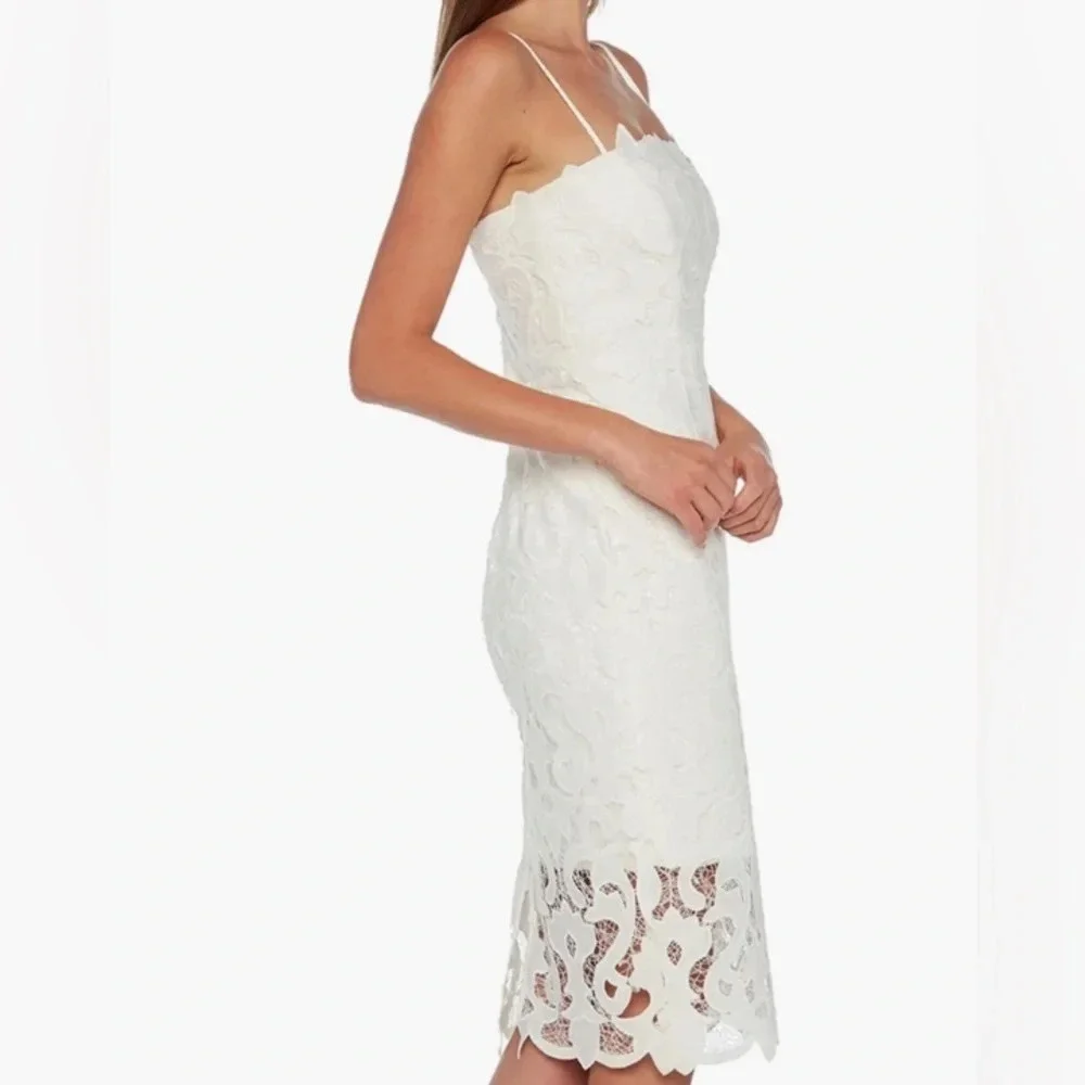 NWT Bardot White Nina Lace Midi Dress 10 - Picture 3 of 6